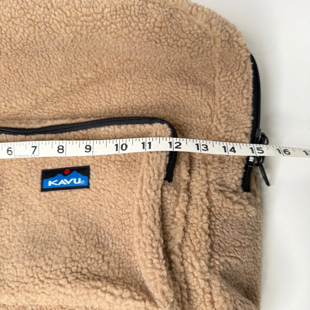 KAVU Fleece Backpack Unisex Tan Sherpa High Pile‎ Gorpcore Cabin NEW